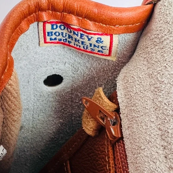 Dooney & Bourke All Weather Leather Small Flap Shoulder Bag British Tan Trim Vtg - Picture 7 of 16